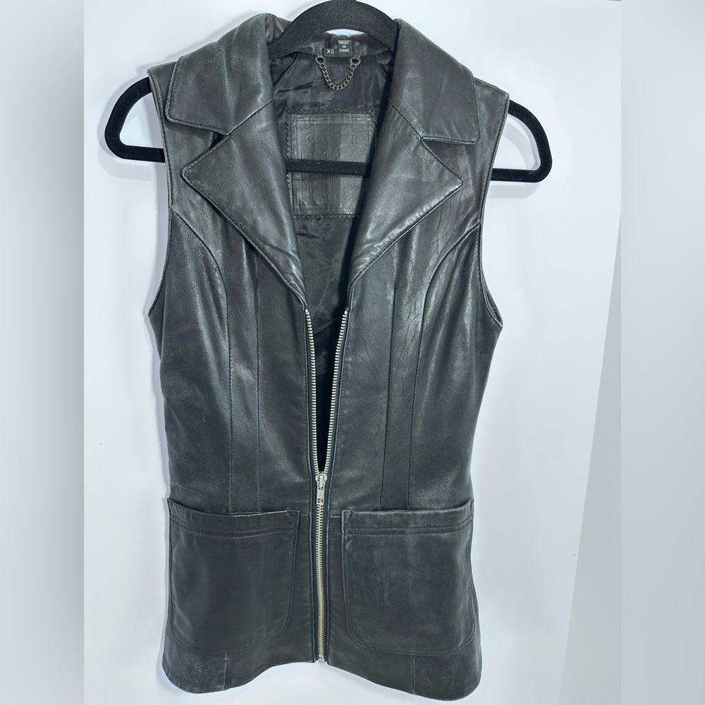 Vintage Y2K Women’s Leather Vest Cuir du Monde Black